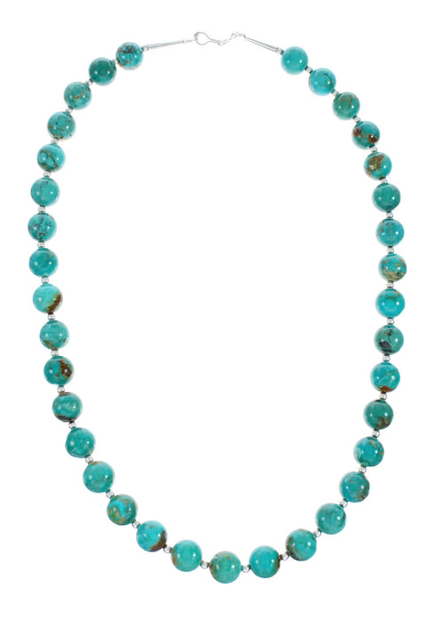 Native American Sterling Silver Turquoise Bead Necklace X10364